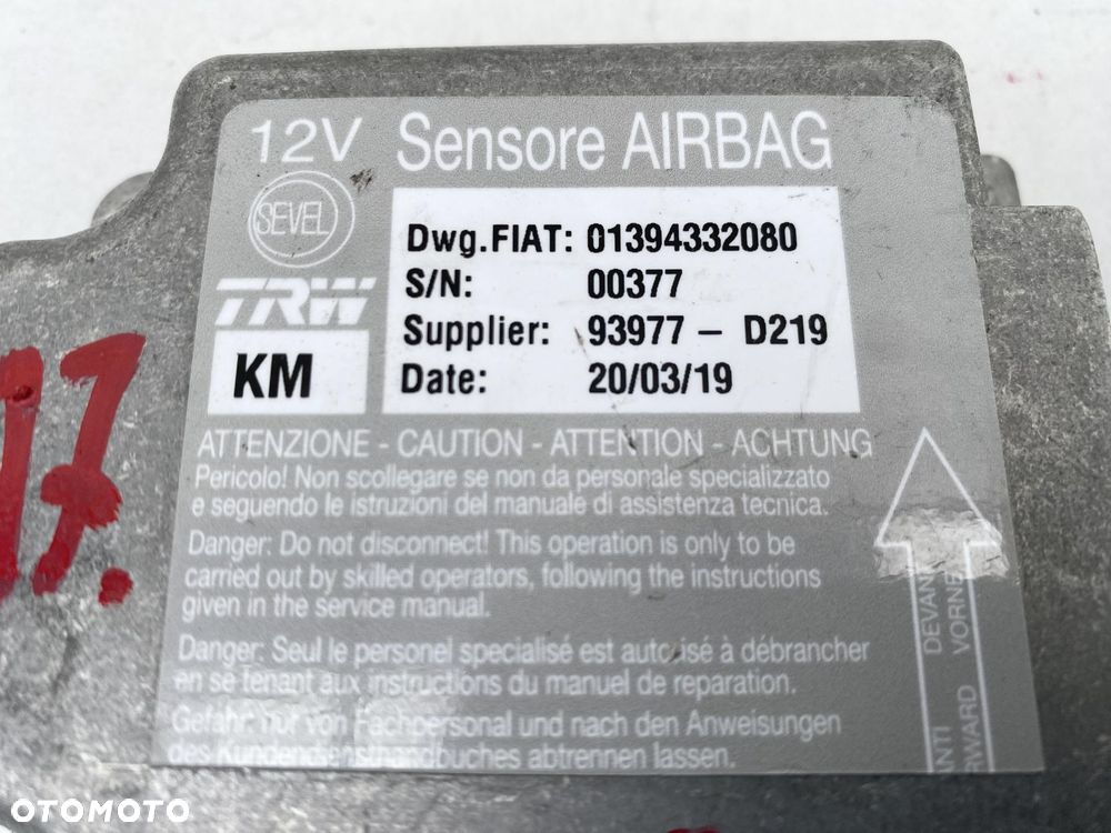 DUCATO BOXER JUMPER 14- MODUŁ SENSOR STEROWNIK PODUSZEK AIRBAG 1394332080 - 2