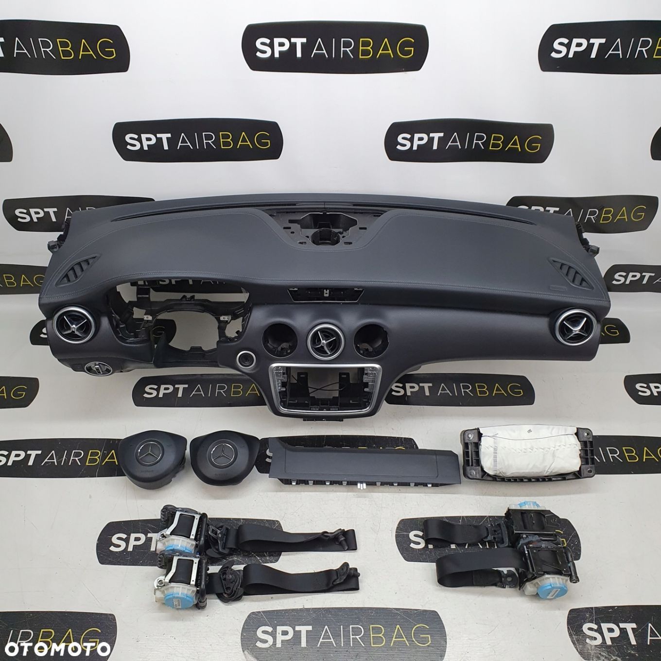 MERCEDES A KLASA W176 LIFT SKÓRZANA NITKA  DESKA ROZDZIELCZA KONSOLA KOKPIT PULPIT PODUSZKI AIRBAG AIR BAG PASY KIT SET - 1