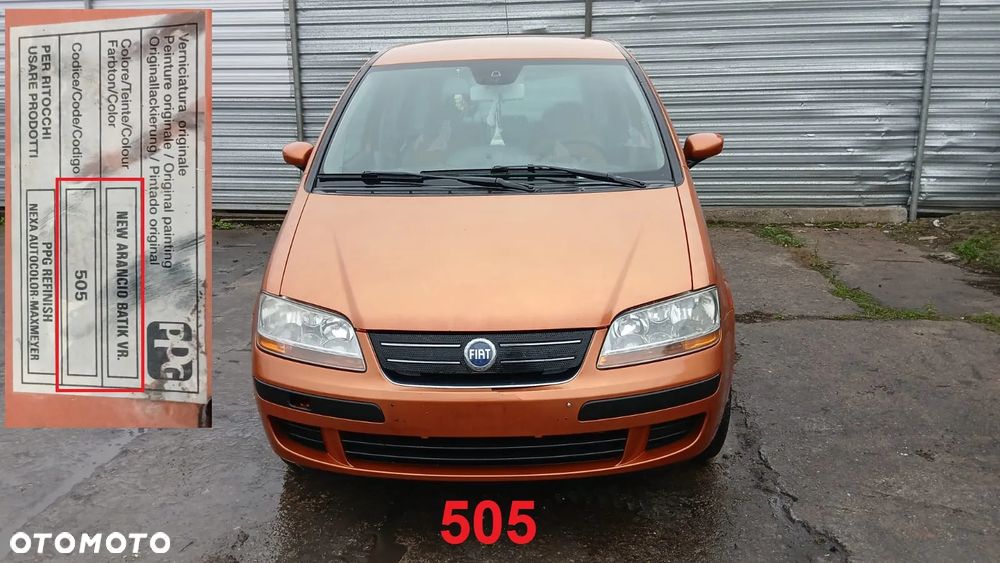 Tylko Części Fiat Idea 1.4 16V 843A1.000 95KM 70kW 03r–05r lakier 505 - 1