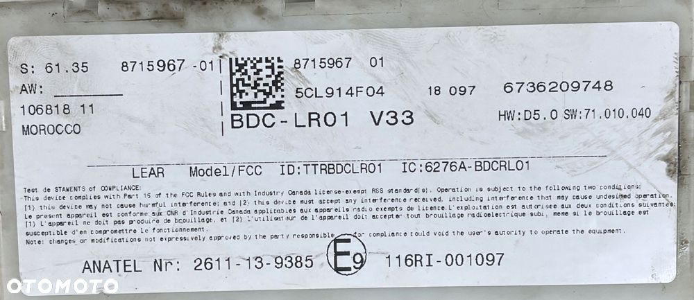 M68 STEROWNIK MODUŁ BDC BMW MINI F60 8715967 - 15