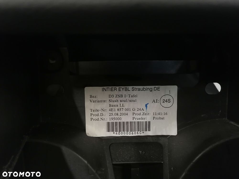 Deska Rozdzielcza Konsola Czarna Pulpit Poduszka Audi A8 D3 Europa - 10