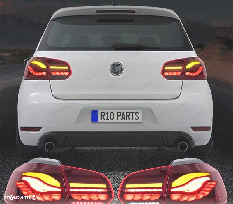 FAROLINS FULL LED VOLKSWAGEN VW GOLF 6 LIGHT BAR OLED DINAMICOS VERMELHO ESCURO - 3