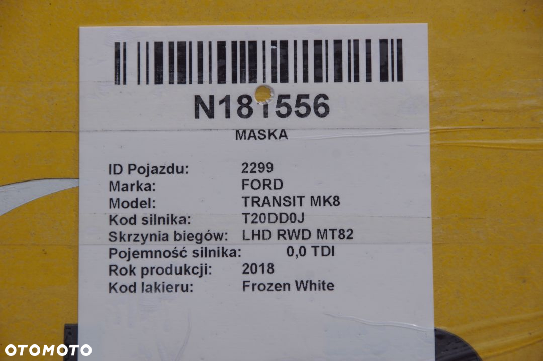 MASKA FORD TRANSIT MK8 FROZEN WHITE - 5