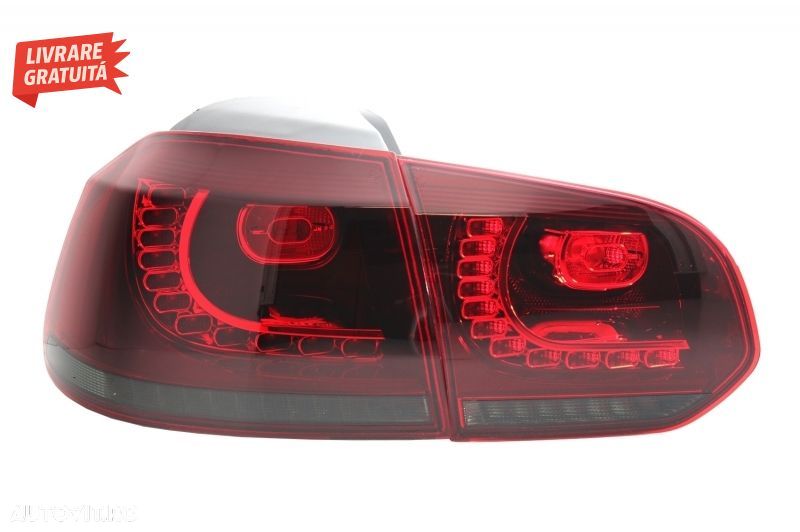 Stopuri Full LED VW Golf 6 VI (2008-2013) R20 Design Rosu Fumuriu- livrare gratuita - 4