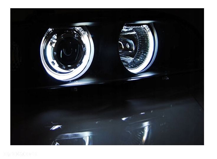 LAMPY REFLEKTORY DO BMW E39 OD 1995 DO 2000 Roku BIAŁE RINGI CCFL H7 GRATIS - 4