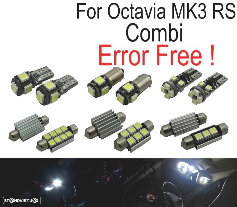 KIT COMPLETO 13 LAMPADAS LED INTERIOR PARA SKODA OCTAVIA 3 MK III RS COMBI 5E5 13- - 1