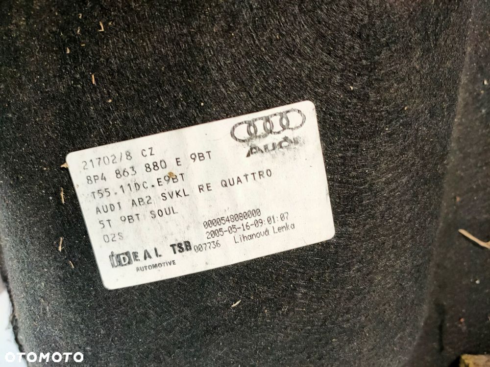 tapicerka bagażnika prawy tył audi a3 8p sportback 8p4863880e - 4