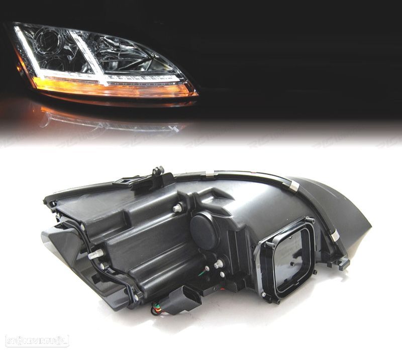 FARÓIS COM LUZ DIURNA LED DINAMICOS AUDI TT 8J 06-10 FUNDO CROMADO - 2