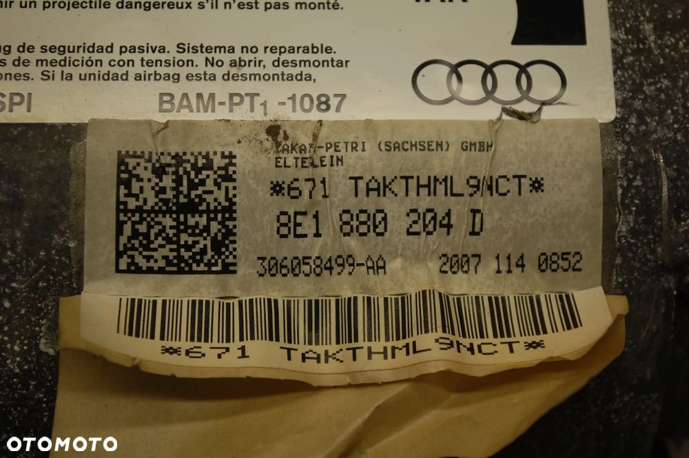 PODUSZKA PASAŻERA AIRBAG 8E1880204D AUDI A4 B7 8E1820204B - 4