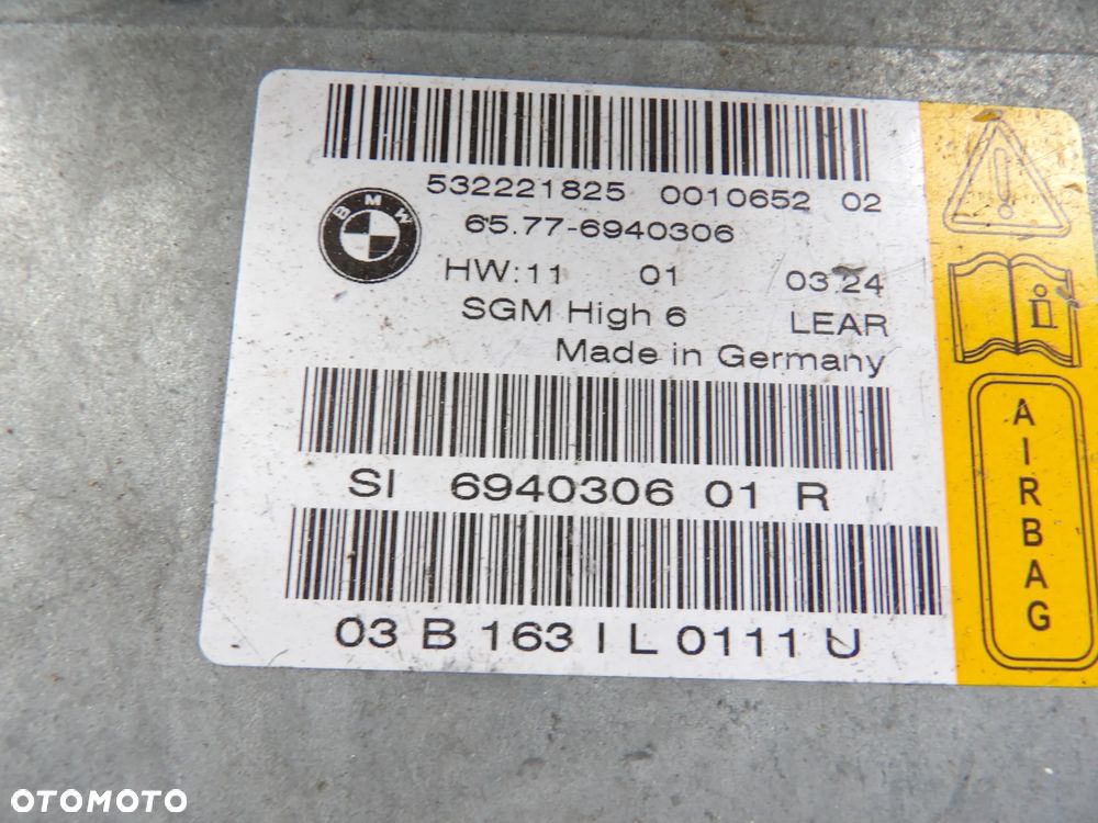 BMW - E60,E61 - MODUŁ , STEROWNIK PODUSZEK POWIETRZNYCH - AIRBAG - 6940306 - 2