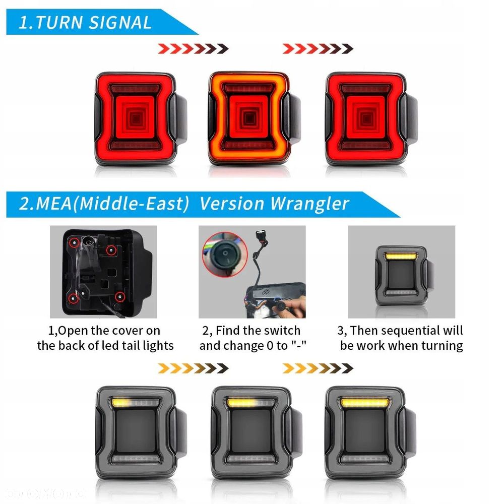 Lampy tyl kpl Vland Led Dynamic Tuning Smoke Jeep Wrangler JL 4 IV 2017-26 - 13