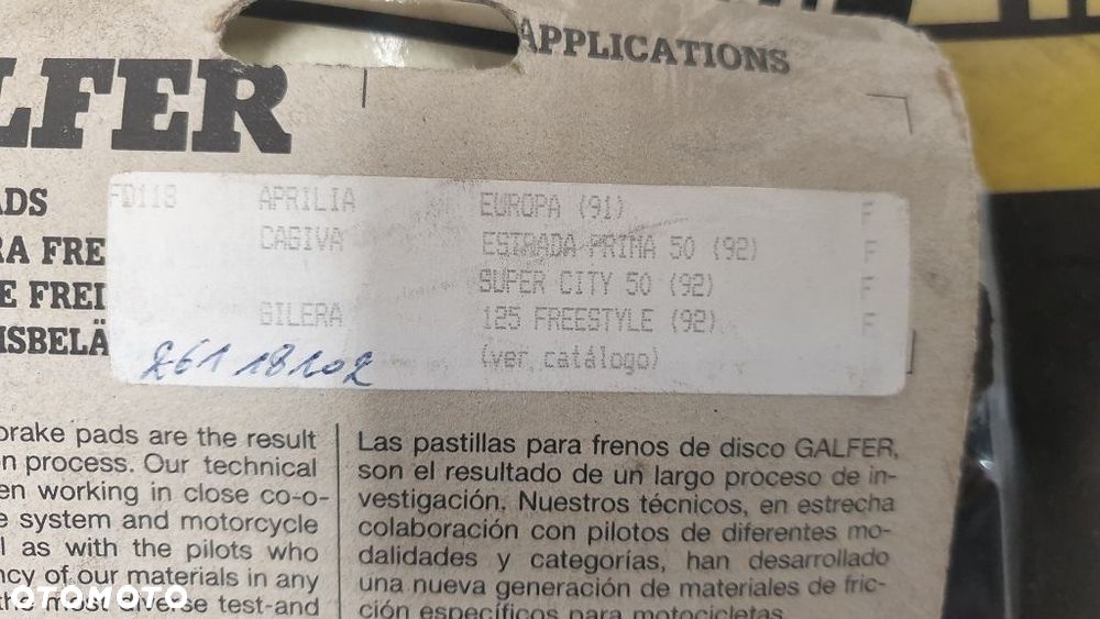 Klocki hamulcowe Galfer FD118 Aprilia Europa 125 Cagiva Estrada Prima 50 - 4