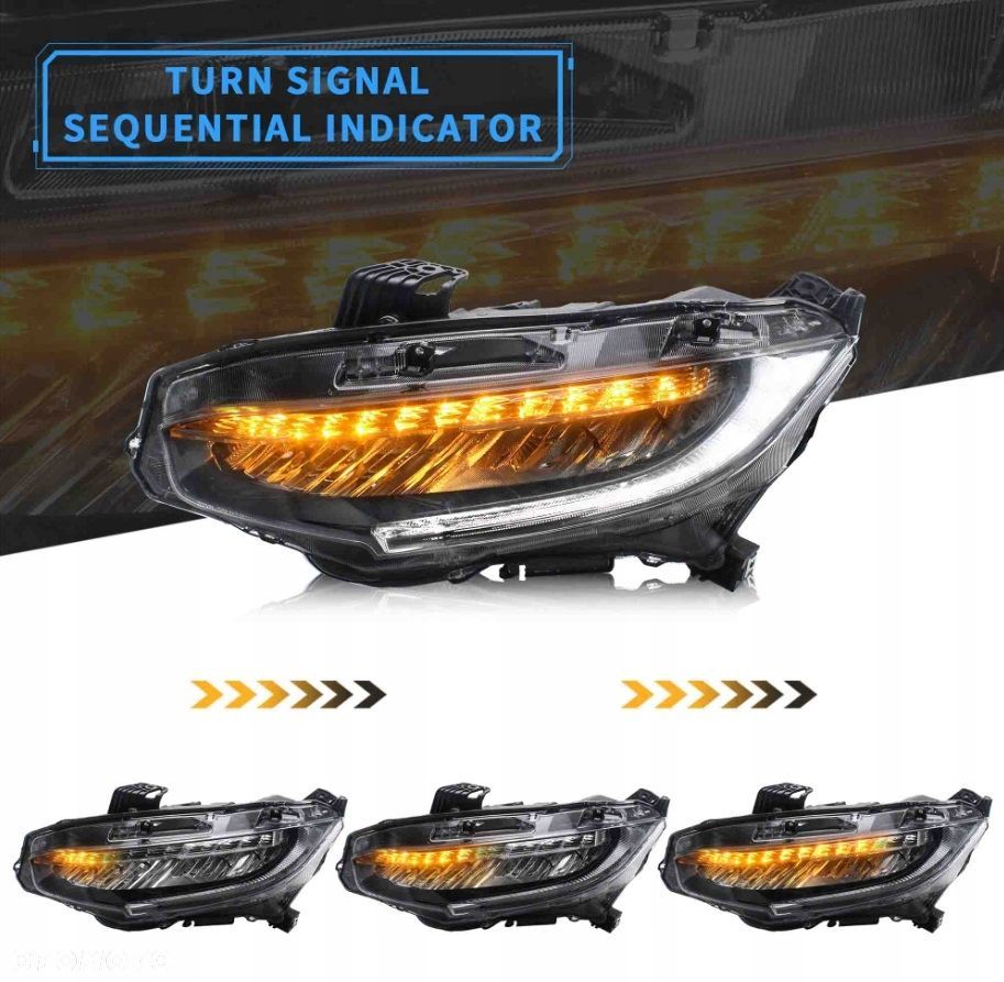 reflektor lampa kpl vland full led neon tuning honda civic x 10 2016-2021 - 8