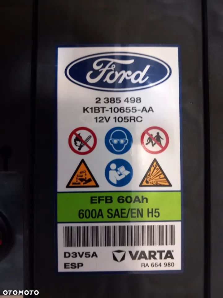Akumulator VARTA EFB 60Ah 600A SAE/EN H5 do Forda 2385498 - 3