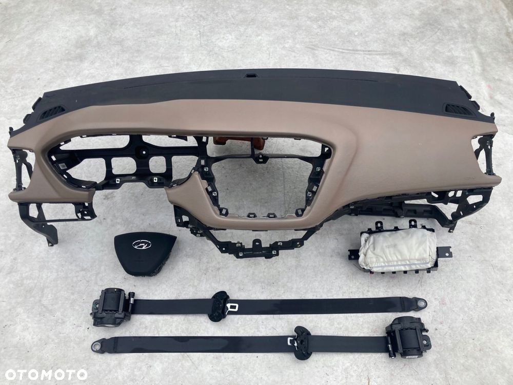 hyundai i20 ii kremowa deska kokpit konsola poduszki pasy - 2