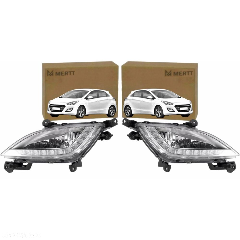HYUNDAI i30 2011-2017 LAMPY PRZECIWMGIELNE HALOGEN LED LEWA PRAWA KOMPLET - 1