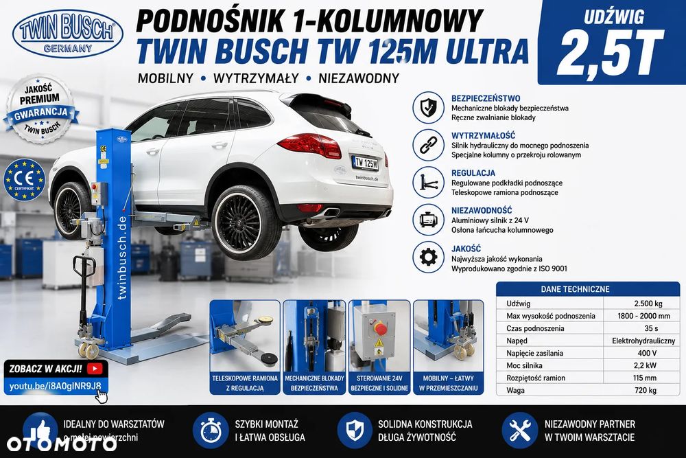PODNOŚNIK 1 - KOLUMNOWY TWIN BUSCH TW 125M 2,5T - 2