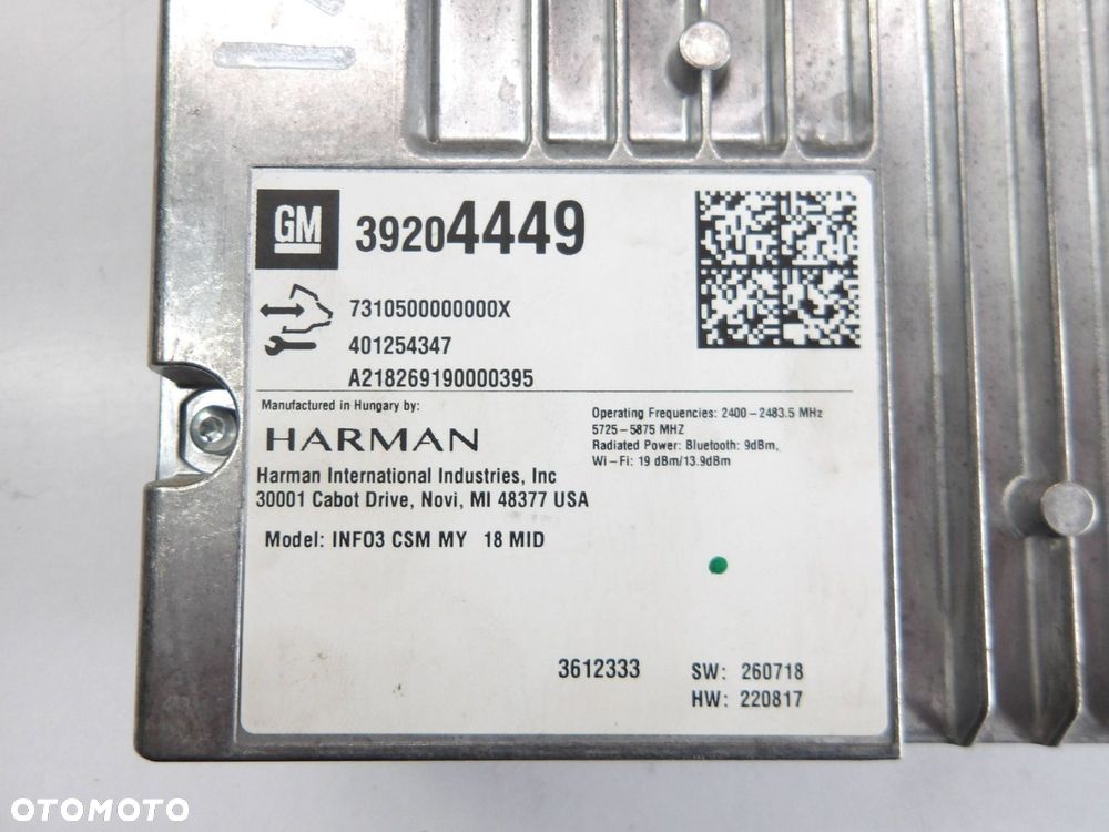 OPEL INSIGNIA B STEROWNIK MODUŁ RADIA HARMAN - 4