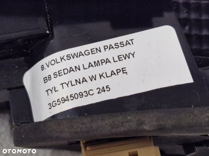 VOLKSWAGEN PASSAT B8 SEDAN LAMPA LEWY TYŁ TYLNA W KLAPĘ 3G5945093C - 4