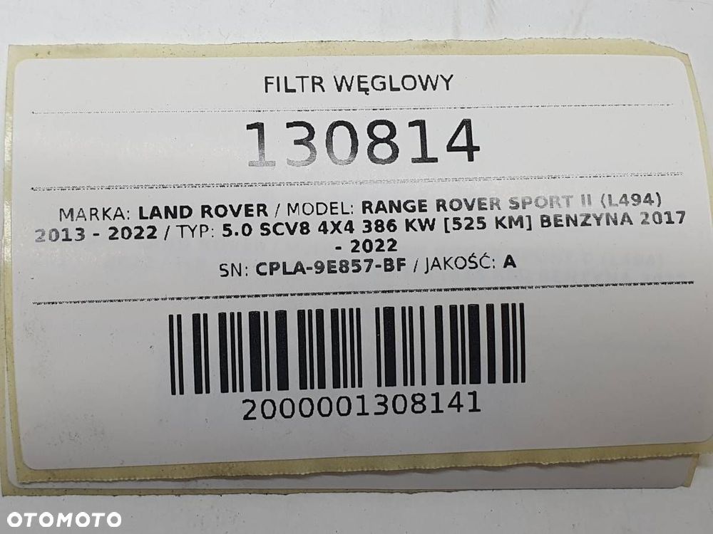 FILTR WĘGLOWY CPLA-9E857-BF RANGE ROVER SPORT II 2018 L494 - 8