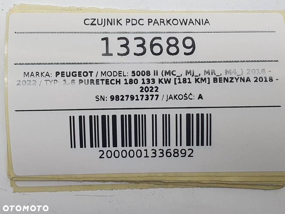 CZUJNIK PDC PARKOWANIA 9827917377 PEUGEOT 5008 II 2019 EU - 4