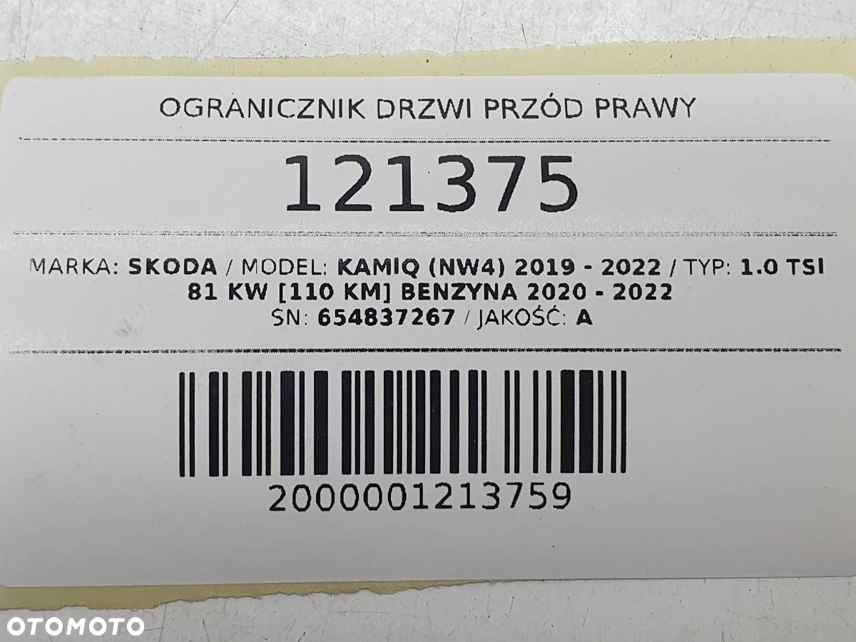 OGRANICZNIK DRZWI PRZÓD PRZEDNI PRAWY SKODA KAMIQ 654837267 - 5