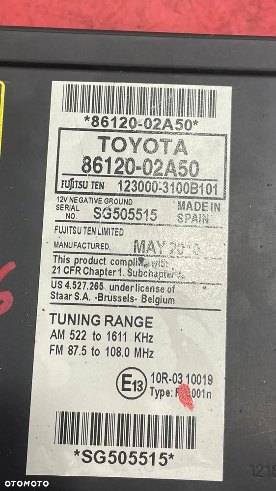 RADIO CD 86120-02A50 TOYOTA AURIS - 2