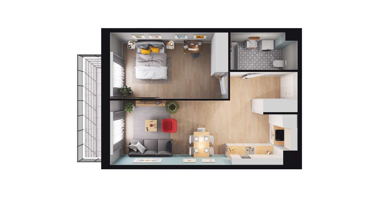 2-pokojowe mieszkanie 46m2 + loggia Bez Prowizji