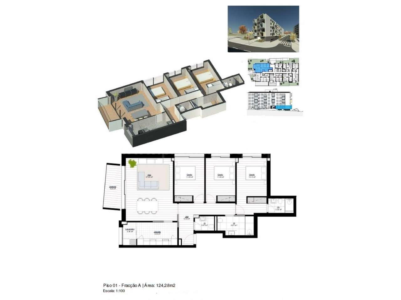 Apartamento T3 com varanda e lugar de garagem, Matosinhos Sul - Grande imagem: 4/20