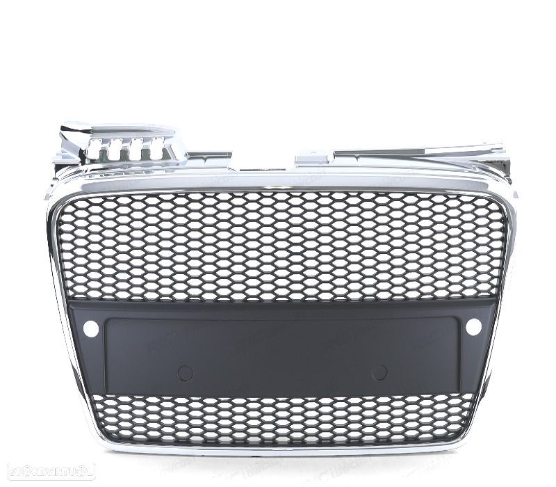 GRELHA FRONTAL AUDI A4 B7 04-09 LOOK RS PRETO CROMADO - 3