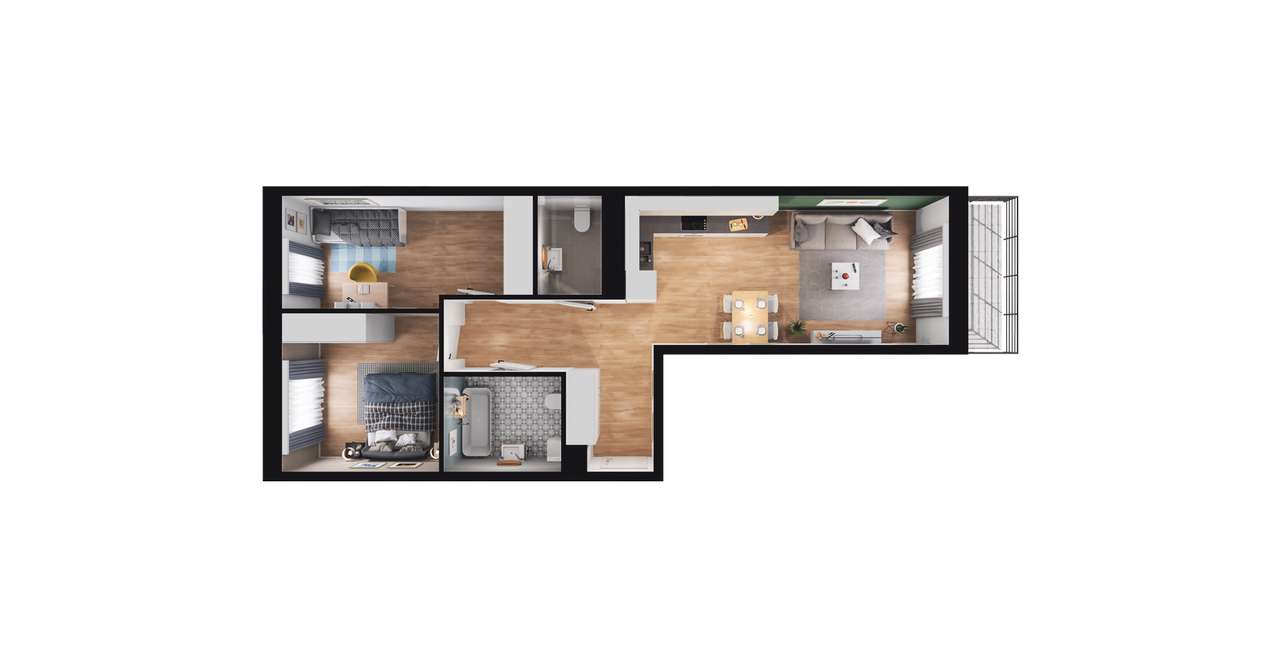3-pokojowe mieszkanie 57m2 + balkon Bezpośrednio