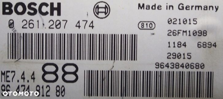 komputer / sterownik silnika peugeot 307 1.6 16v 9647481280 0261207474 - 4