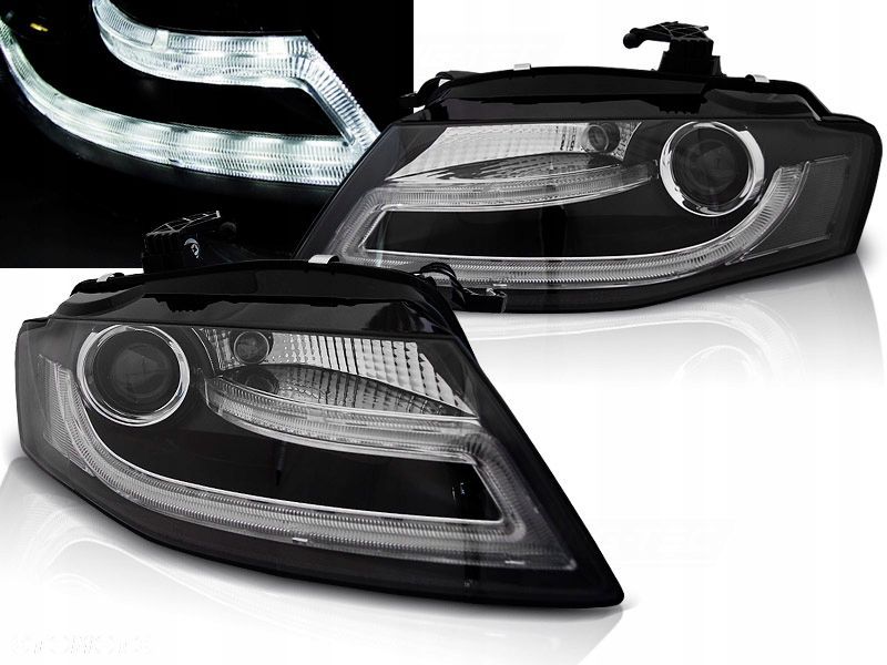 Reflektor Lampa kpl L+R DRL LED Soczewka BI Xenon Black Audi a4 b8 8k 07-11 - 1