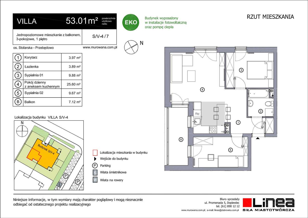 3-pokojowe mieszkanie 53m2 + balkon - Pełny obrazek: 2/4