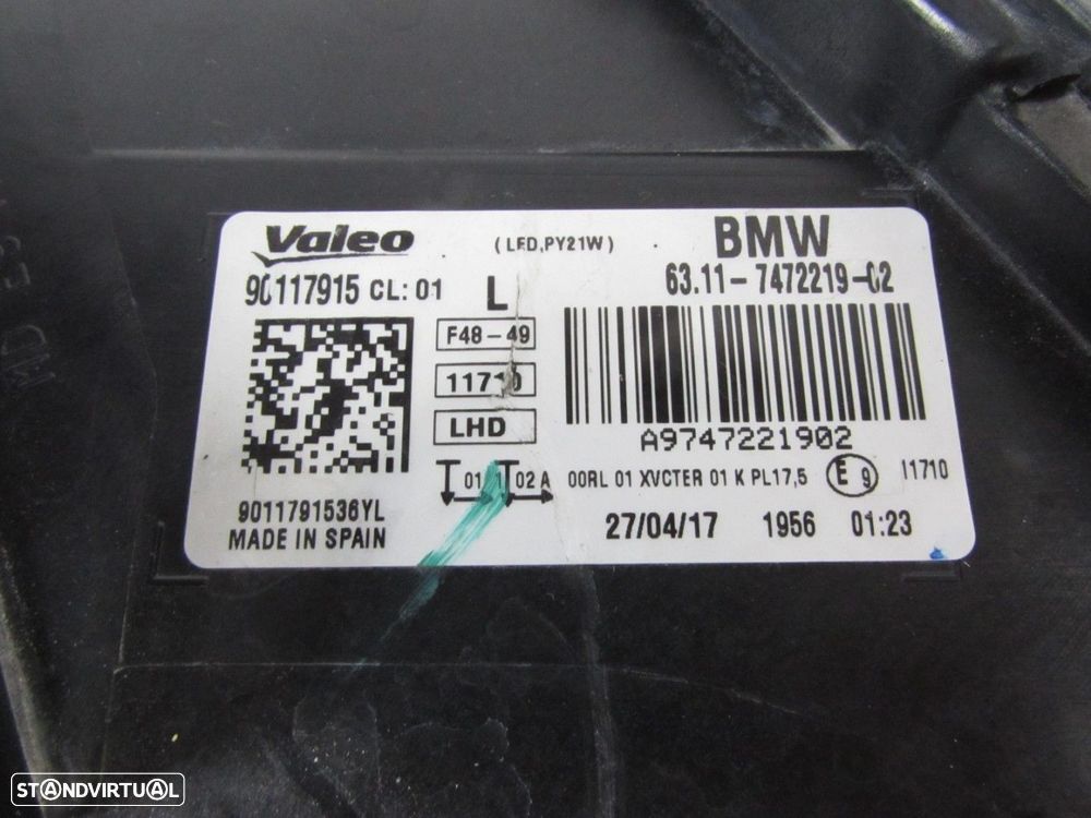 Farol LED Esquerdo Usado / Original BMW X1 (F48) 63117472219/ - 5