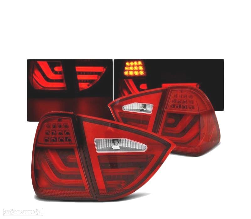 FAROLINS TRASEIROS LED BMW E91 TOURING 05-08 VERMELHO LED BAR - 1