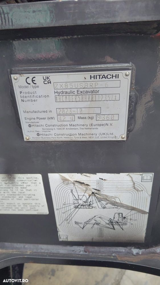 Hitachi ZX85, 9,3 TONE, 2023, 1.965h, CUPLA RAPIDA HIDRAULICA, cupe ingusta si lata NOI, cupa taluz neinclinabila NOUA, senile cauciuc PAD, LAMA NIVELARE, Instalatia picon pe brate, Aer cond, sistem antifurt, Ad sapare 5m,ridica 5t, CA NOU-PROMOTIE 64.900Eur - 3