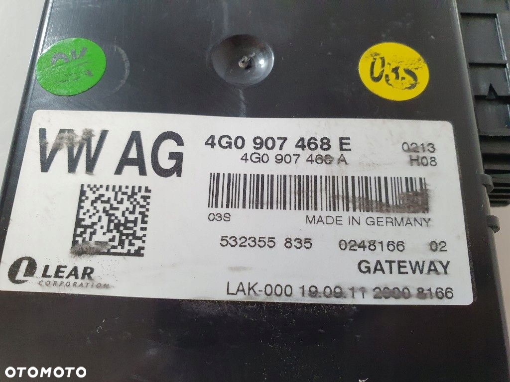 AUDI A6 A7 S6 S7 RS7 MODUŁ STEROWNIK GATEWAY 4G0907468E ORYGINAŁ SUPER STAN - 8