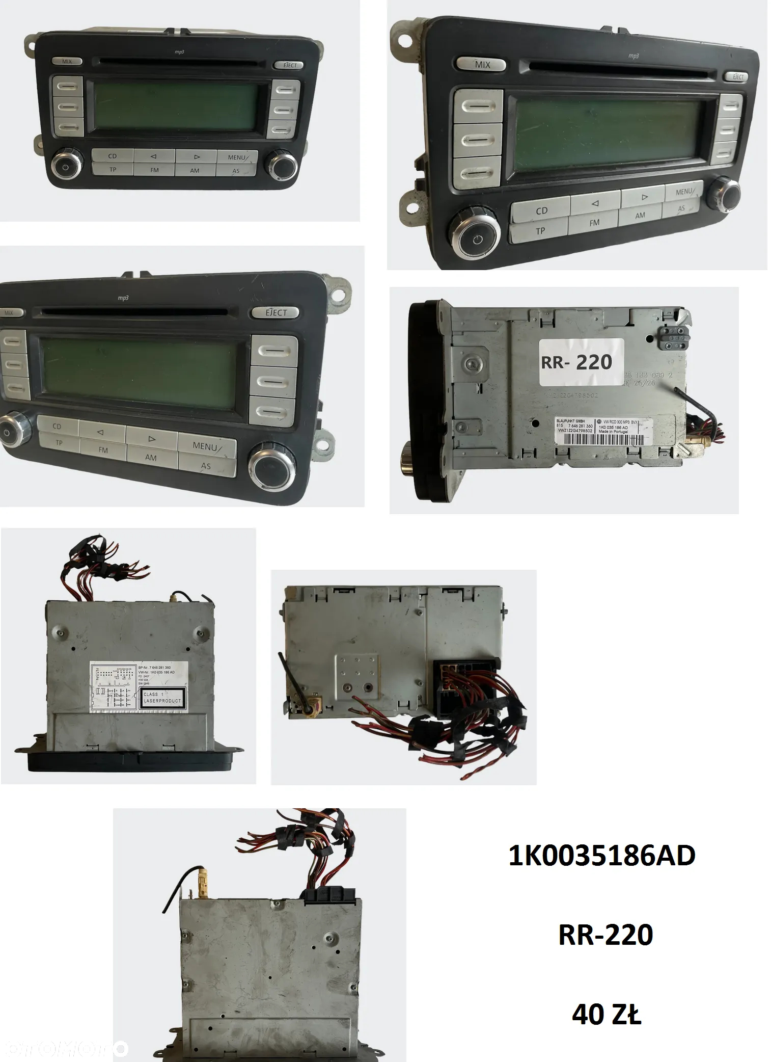 Radio CD Volkswagen Chrysler Jeep Dodge Mercedes Seat 1K0035186AD P05091509AG 6J0035153B A2038201686 A2098206589 - 2