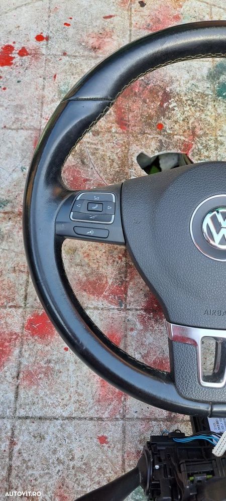 Volan piele cu padele si comenzi volan,airbag  VW Golf 6,Passat,CC,Tou - 4