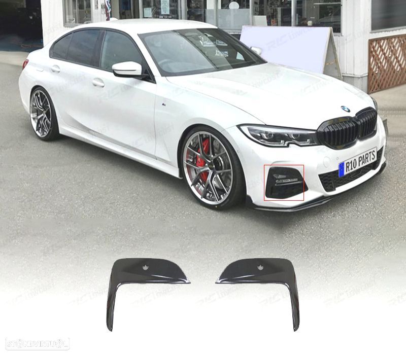 FRISOS PARA-CHOQUES FRONTAL BMW G20 19-22 LOOK M PRETO BRILHANTE - 1