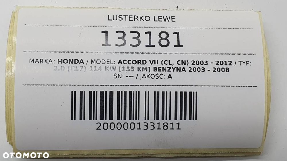 LUSTERKO LEWE KIEROWCY HONDA ACCORD VII 7 PIN EUROPA - 9