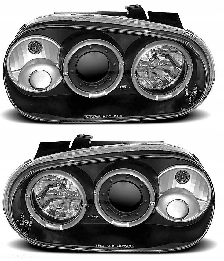 Reflektor Lampa kpl Soczewkowe Czarne Black Tuning VW Golf IV 4 1j 1998-04 - 1