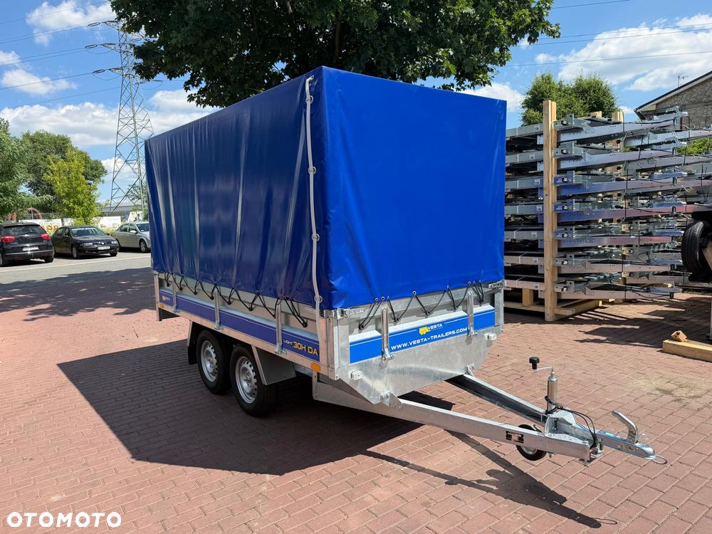 Inny Przyczepa Vesta 30HDA Hochlader DMC 750 kg 301x150x38 2 osie ze stelażem i plandeką H120 spawana rama koła pod spodem - 1