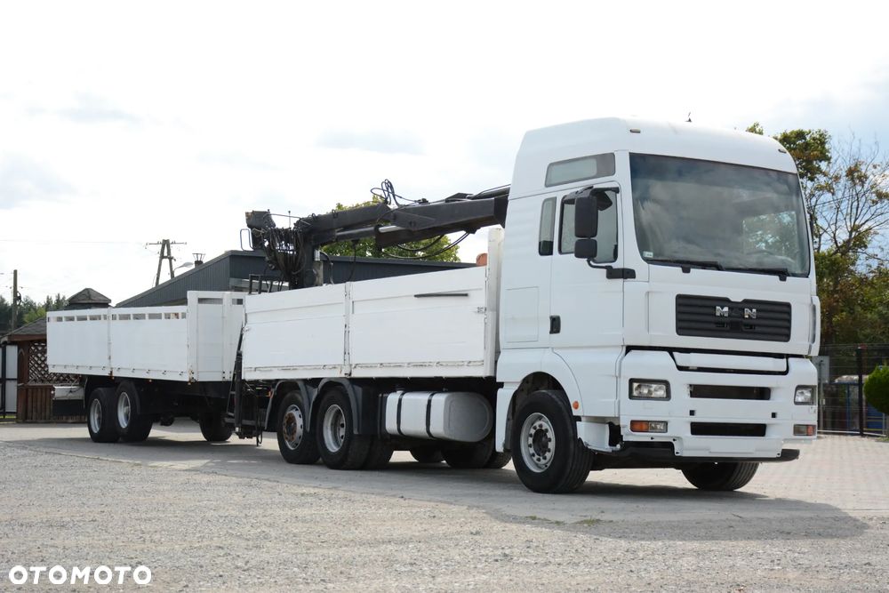 MAN TGA 410 + przyczepa / 2002r / HDS HIAB / Podnoszona oś BPW