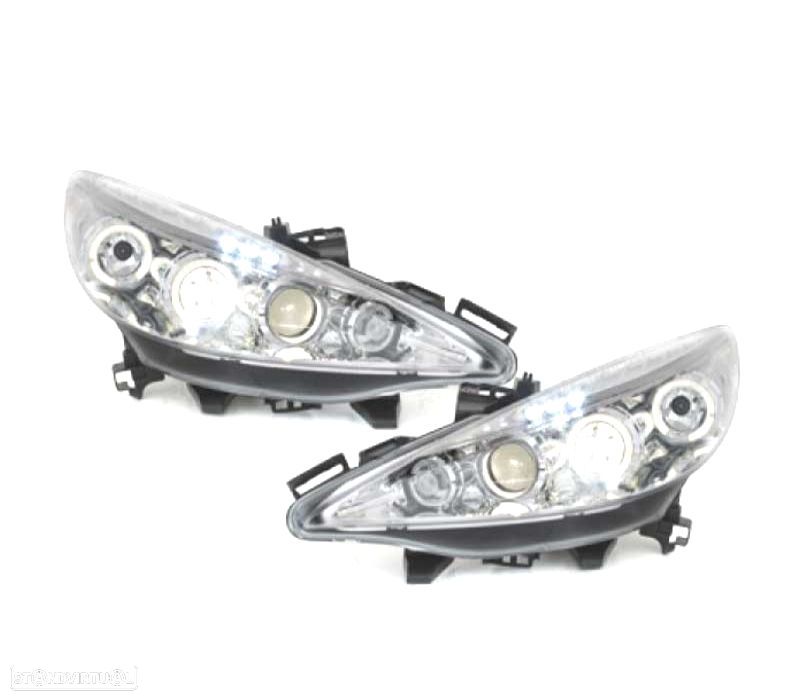 FARÓIS ANGEL EYES PEUGEOT 207 06-09 FUNDO CROMADO - 3