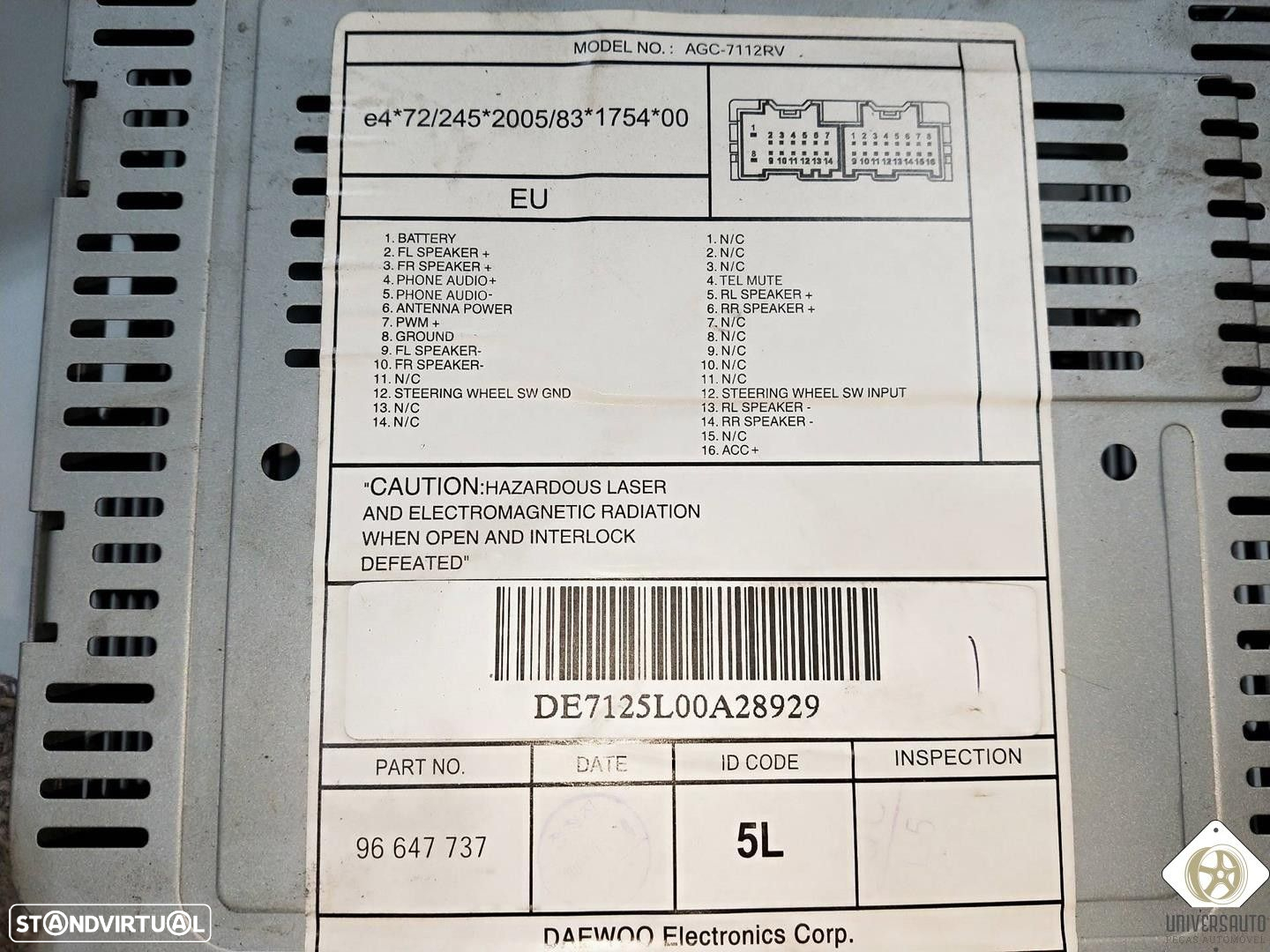 SISTEMA AUDIO / RADIO CD CHEVROLET AVEO / KALOS FASTBACK 2008 - 4