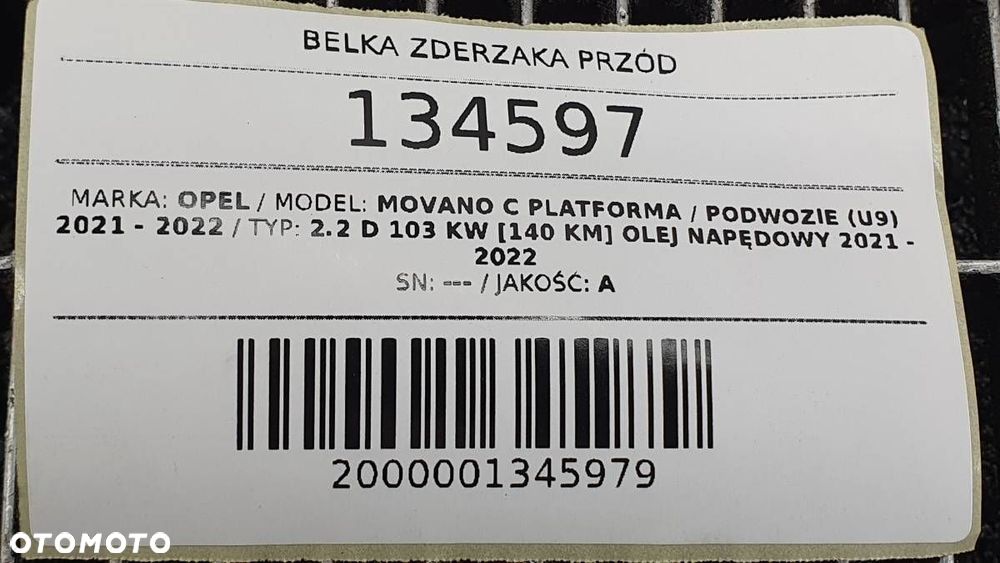 BELKA ZDERZAKA PRZÓD WZMOCNIENIE OPEL MOVANO C DUCATO BOXER III ORYGINAŁ - 8