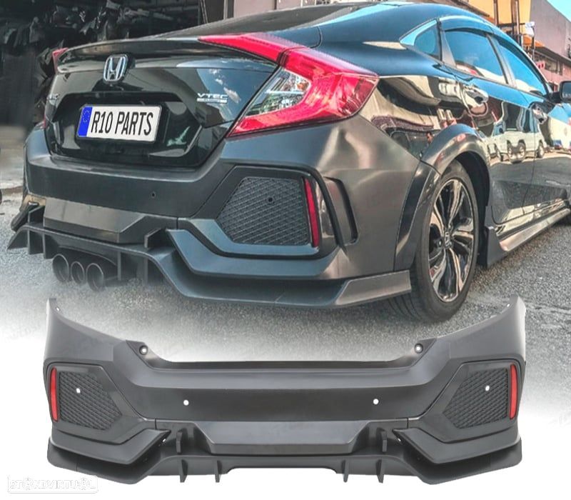 PÁRA-CHOQUES TRASEIRO HONDA CIVIC 16- LOOK TYPE R - 1