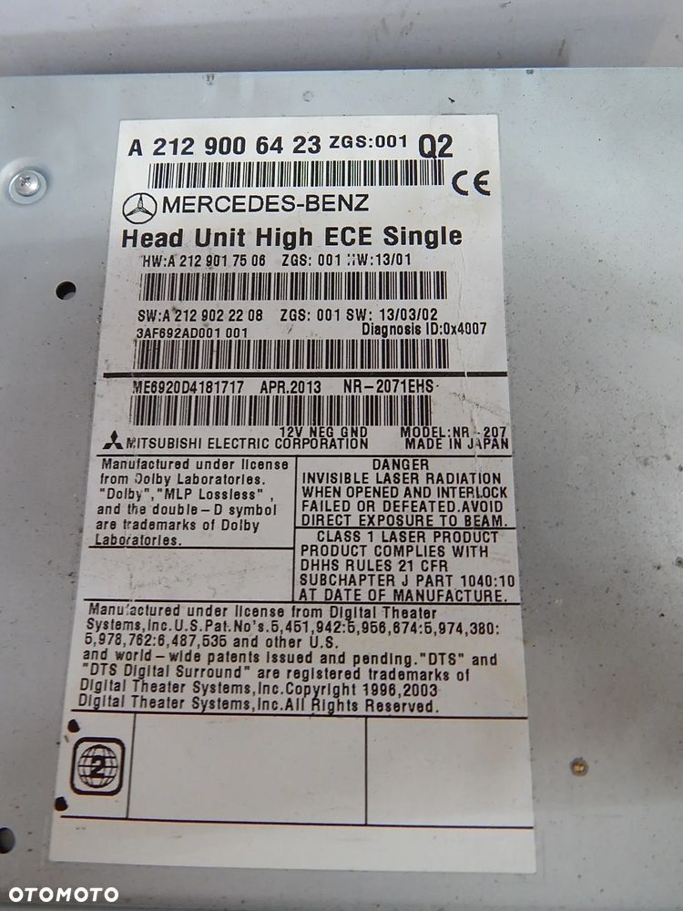 Radio nawigacja ekran moduł wzmacnacz Mercedes E klasa 212 W212 Lift w207 w218 09-16  Łuków części - 3